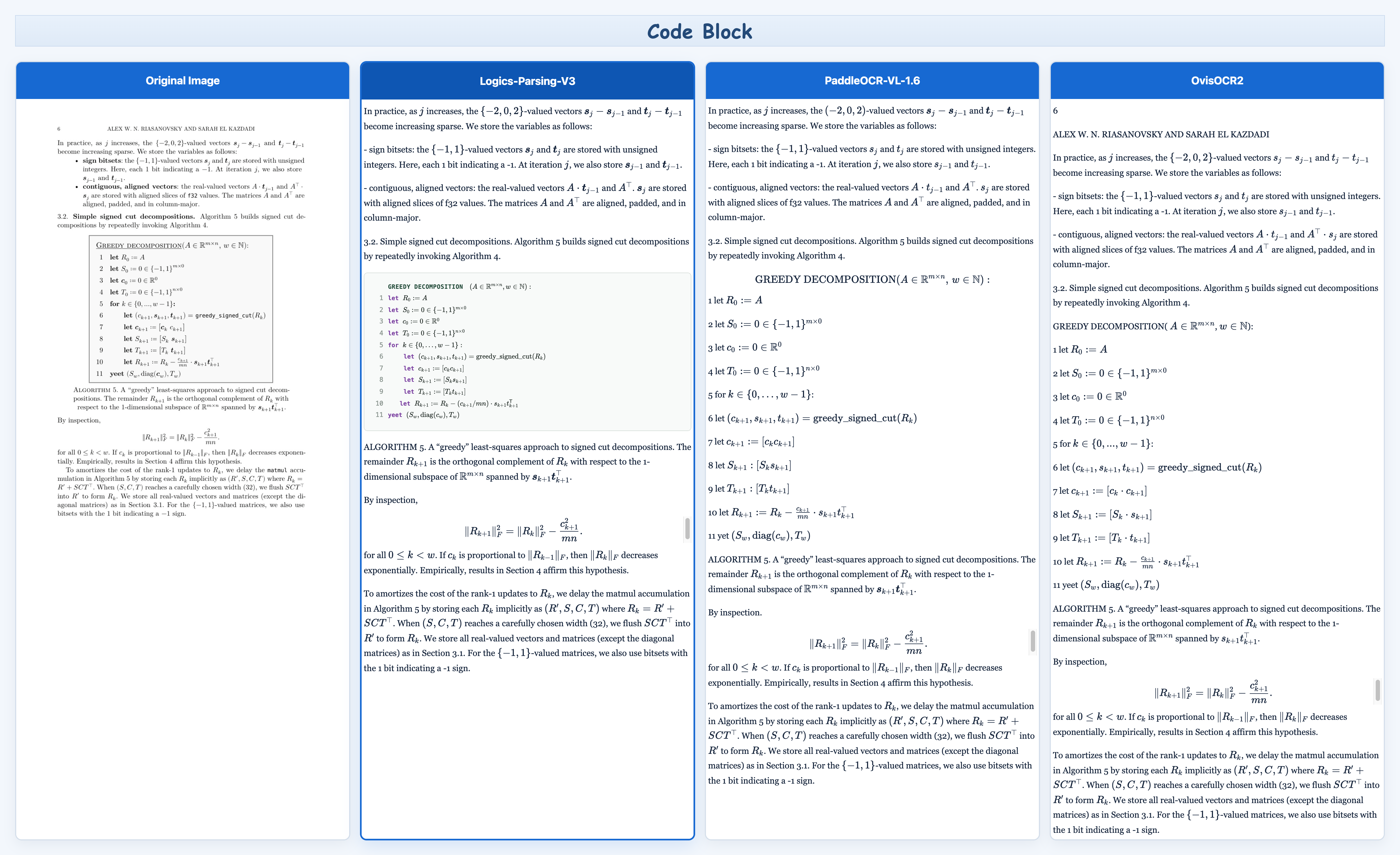 Code block recognition